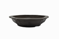 Large Rinka Unglazed Yamaaki Japanese Bonsai Pot – Chop and Nail Signed, Bold Worm Eaten Texture, Sharp Lines