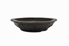 Large Rinka Unglazed Yamaaki Japanese Bonsai Pot – Chop and Nail Signed, Bold Worm Eaten Texture, Sharp Lines