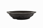 Large Rinka Unglazed Yamaaki Japanese Bonsai Pot – Chop and Nail Signed, Bold Worm Eaten Texture, Sharp Lines