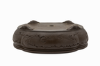 Large Oval Unglazed Yamaaki Japanese Bonsai Pot – Double Chop Nail Signature Worm Eaten Design