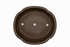 Large Oval Unglazed Yamaaki Japanese Bonsai Pot – Double Chop Nail Signature Worm Eaten Design