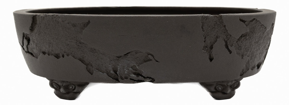 Yamaaki Vintage Oval Bonsai Pot | Gargoyle Feet | 16" Chop + Nail Signed