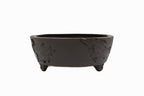 15x13x4.5 Inch Yamaaki Oval Bonsai Pot #48 – Worm Eaten Texture, Unglazed, Double Chop & Nail Signed