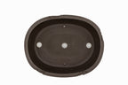 15x13x4.5 Inch Yamaaki Oval Bonsai Pot #48 – Worm Eaten Texture, Unglazed, Double Chop & Nail Signed