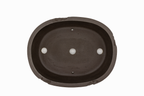 Large Oval Unglazed Yamaaki Japanese Bonsai Pot – Chop and Nail Signed, Worm Eaten Texture, Gargoyle Feet