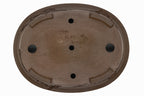 Large Rinka Oval Unglazed Yamaaki Bonsai Pot Japan – Double Chop Nail Signature Decorative Rim Worm Eaten Bold Feet