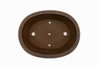 Large Rinka Oval Unglazed Yamaaki Bonsai Pot Japan – Double Chop Nail Signature Decorative Rim Worm Eaten Bold Feet