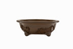 Large Oval Unglazed Yamaaki Japanese Bonsai Pot – Worm Eaten Flat Rim, Chop and Nail Signed