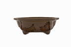 Large Oval Unglazed Yamaaki Japanese Bonsai Pot – Worm Eaten Flat Rim, Chop and Nail Signed