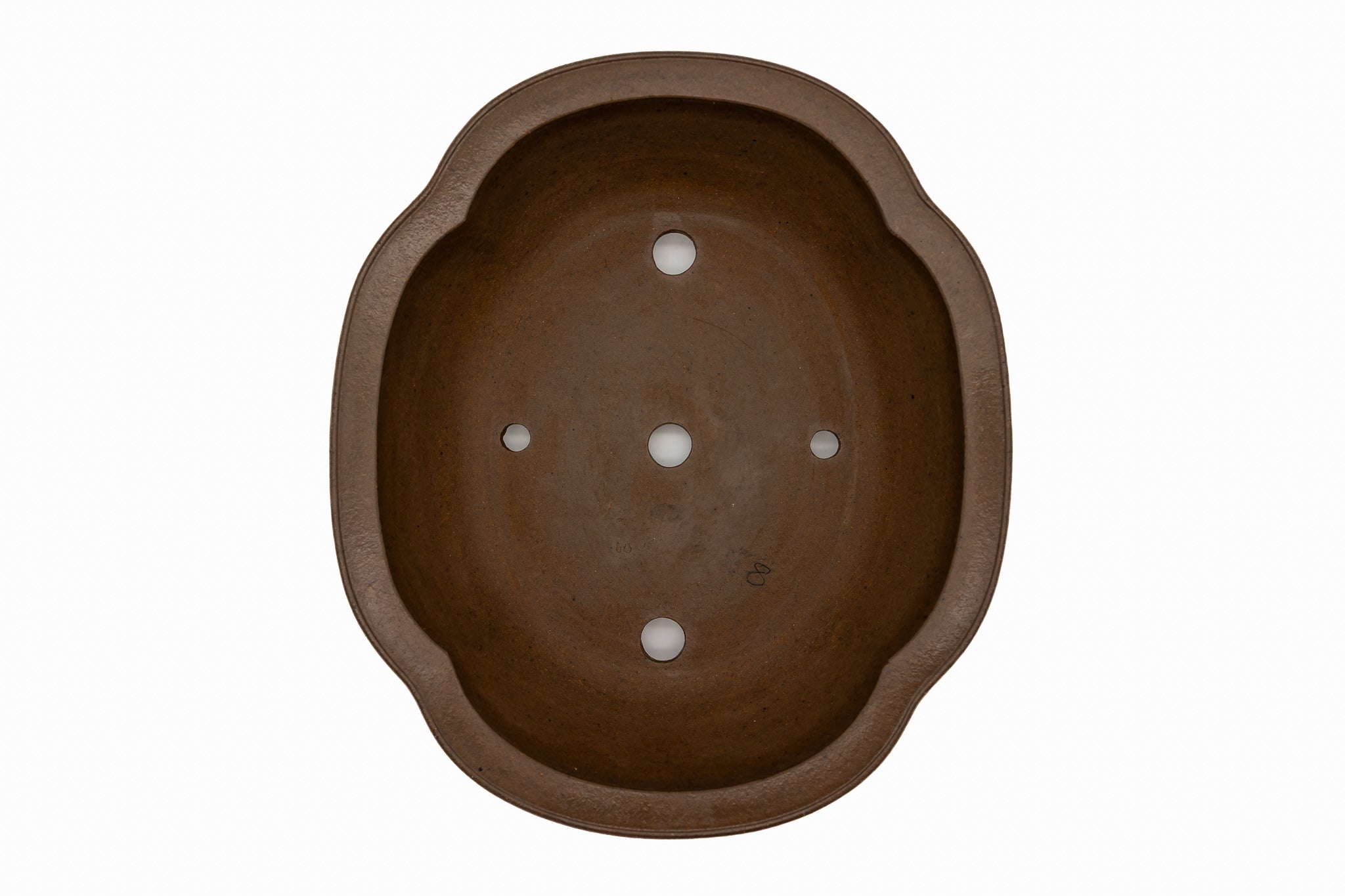 Large Oval Unglazed Yamaaki Japanese Bonsai Pot – Worm Eaten Flat Rim, Chop and Nail Signed