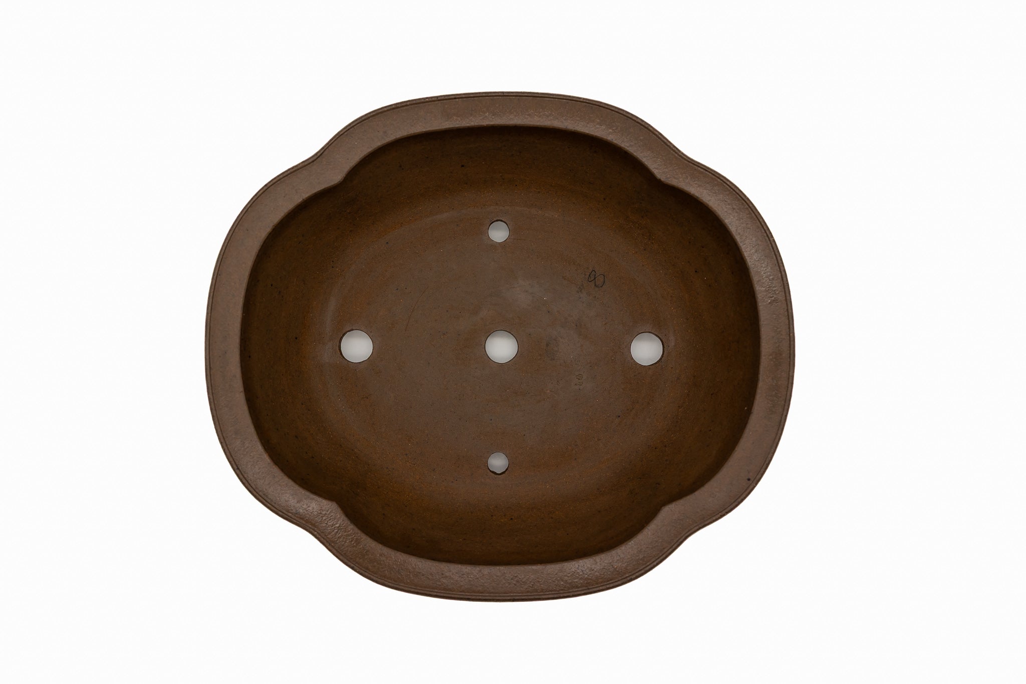 Large Oval Unglazed Yamaaki Japanese Bonsai Pot – Worm Eaten Flat Rim, Chop and Nail Signed
