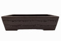 Large Rectangular Unglazed Yamaaki Bonsai Pot – Japanese Worm Eaten Decorative Rim, Chop and Nail Signed