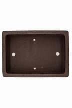 Large Rectangular Unglazed Yamaaki Bonsai Pot – Japanese Worm Eaten Decorative Rim, Chop and Nail Signed