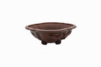 Large Oval Unglazed Yamaaki Japanese Bonsai Pot – Double Chop Nail Signature, Bold Form, Thick Rim