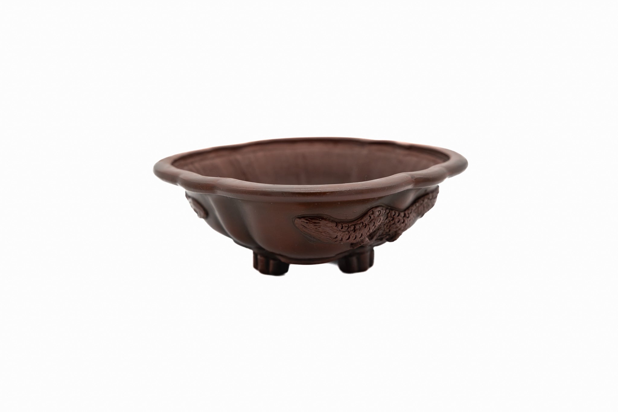 Large Oval Unglazed Yamaaki Japanese Bonsai Pot – Double Chop Nail Signature, Bold Form, Thick Rim