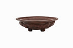 Large Oval Unglazed Yamaaki Japanese Bonsai Pot – Double Chop Nail Signature, Bold Form, Thick Rim