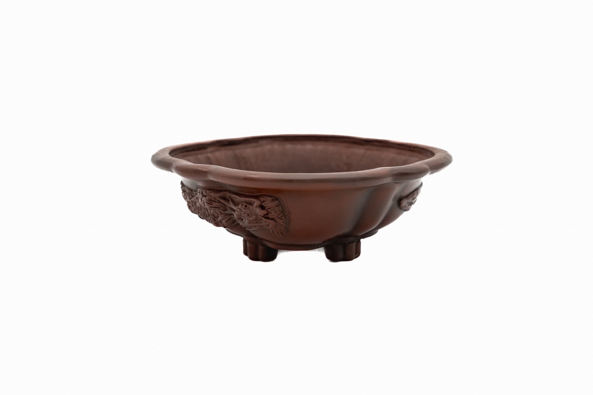 Large Oval Unglazed Yamaaki Japanese Bonsai Pot – Double Chop Nail Signature, Bold Form, Thick Rim