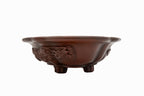 Large Oval Unglazed Yamaaki Japanese Bonsai Pot – Double Chop Nail Signature, Bold Form, Thick Rim