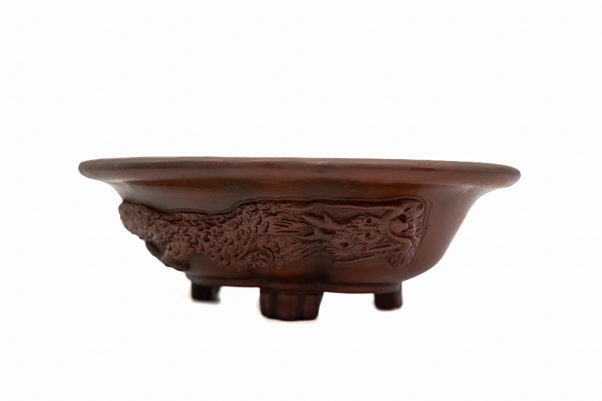 Large Oval Unglazed Yamaaki Japanese Bonsai Pot – Double Chop Nail Signature, Bold Form, Thick Rim