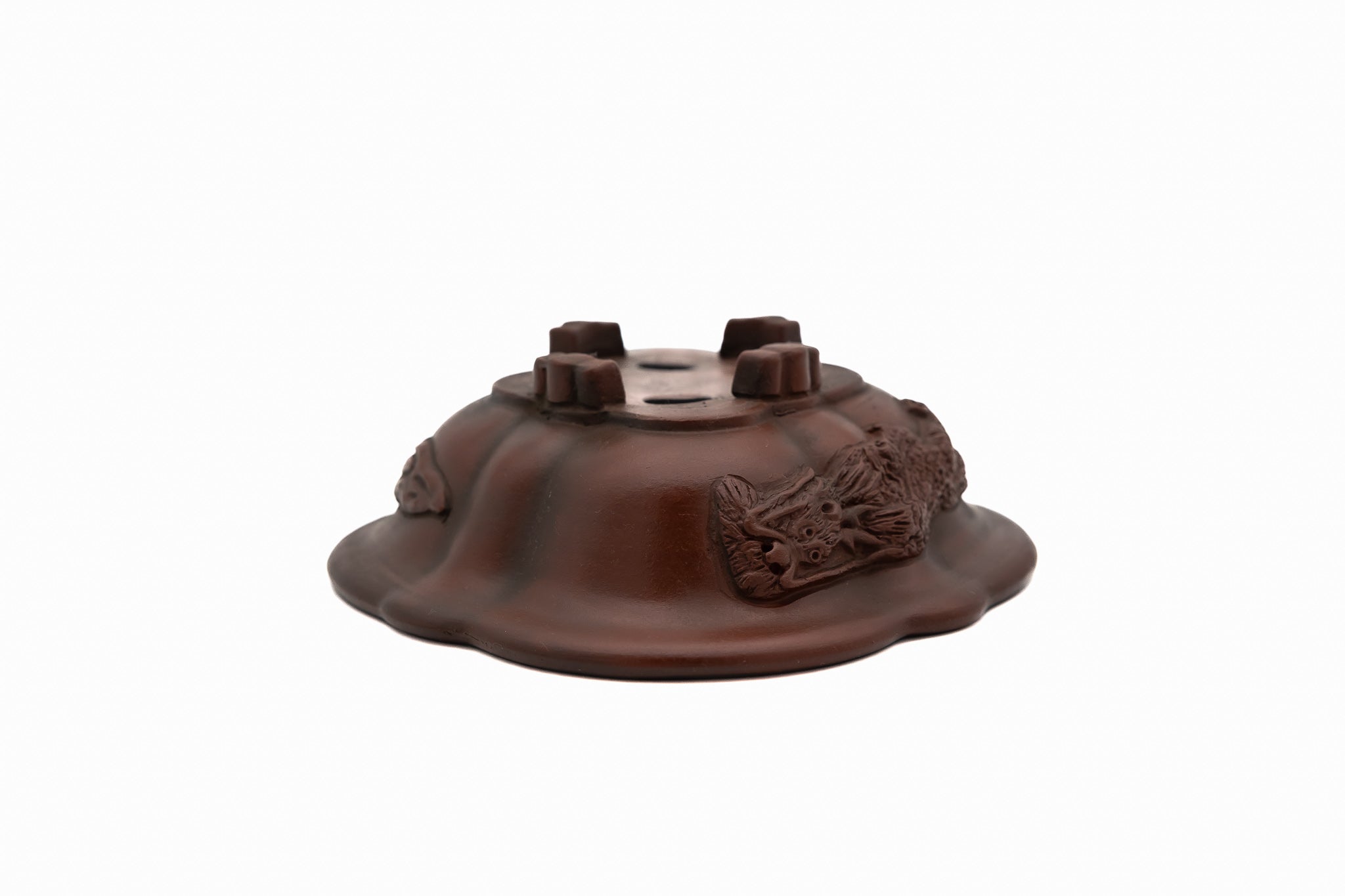 Large Oval Unglazed Yamaaki Japanese Bonsai Pot – Double Chop Nail Signature, Bold Form, Thick Rim