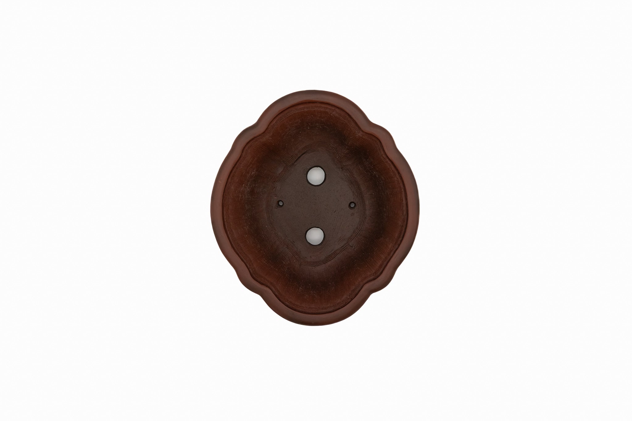 Large Oval Unglazed Yamaaki Japanese Bonsai Pot – Double Chop Nail Signature, Bold Form, Thick Rim