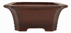 Bigei Unglazed Rectangle Bonsai Pot | Hand Carved | 12.5"