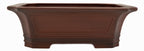 Bigei Unglazed Rectangle Bonsai Pot | Hand Carved | 12.5"