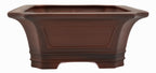 Bigei Unglazed Rectangle Bonsai Pot | Hand Carved | 12.5"