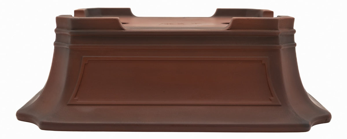 Bigei Unglazed Rectangle Bonsai Pot | Hand Carved | 12.5"