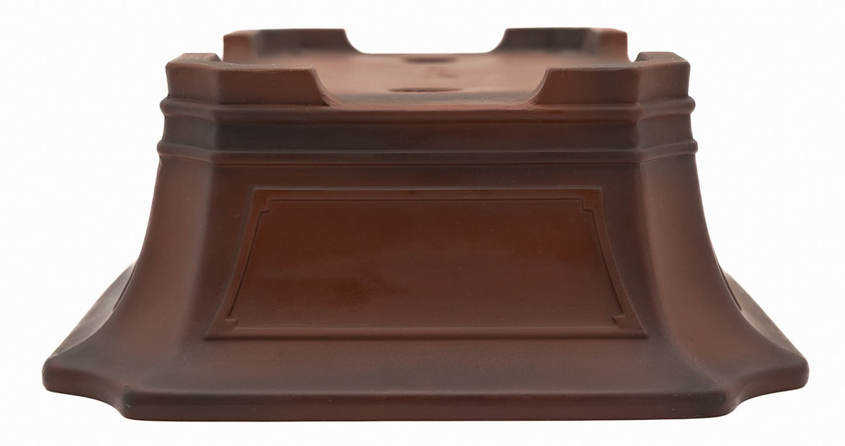 Bigei Unglazed Rectangle Bonsai Pot | Hand Carved | 12.5"