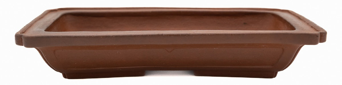 Yamaaki Vintage Unglazed Rectangle Bonsai Pot 10" Hand Carved