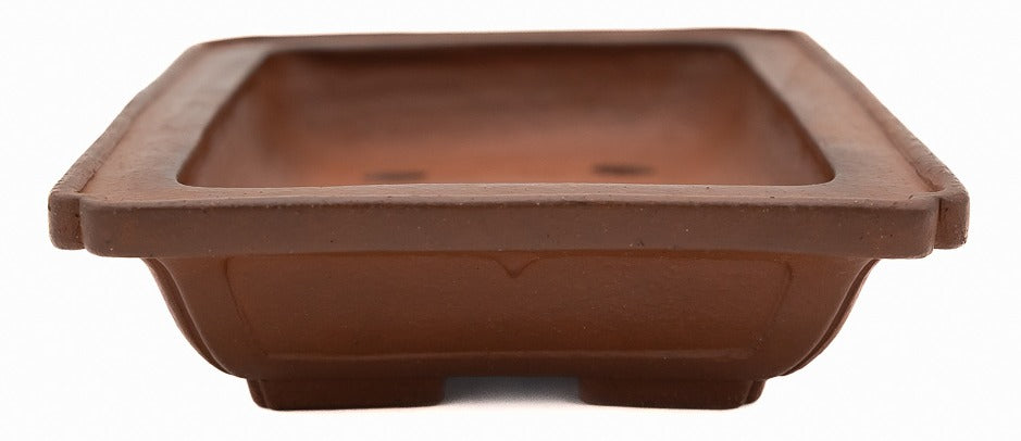 Yamaaki Vintage Unglazed Rectangle Bonsai Pot 10" Hand Carved