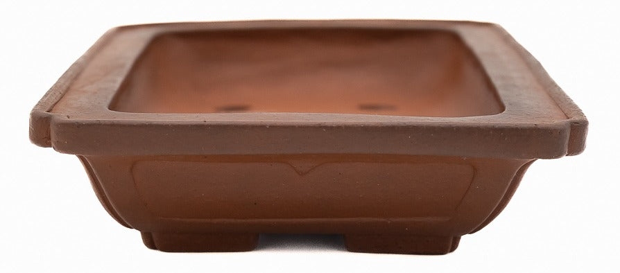 Yamaaki Vintage Unglazed Rectangle Bonsai Pot 10" Hand Carved