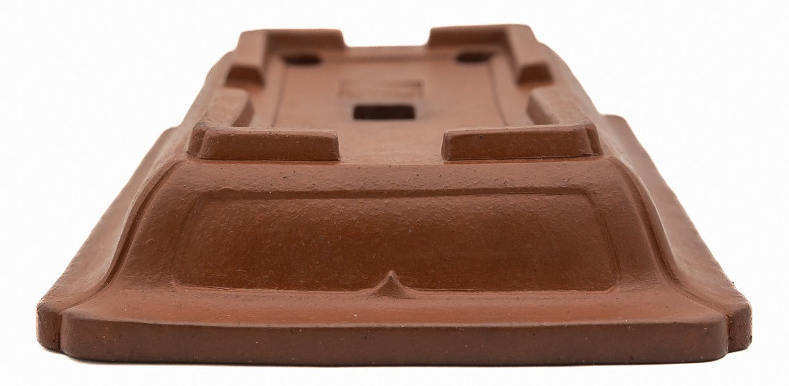 Yamaaki Vintage Unglazed Rectangle Bonsai Pot 10" Hand Carved