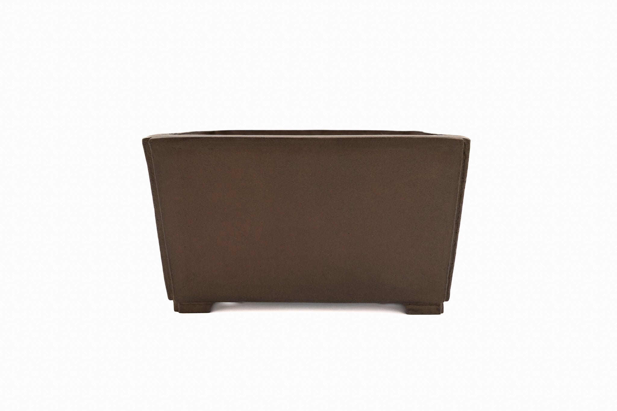 Large Square Unglazed Japanese Bonsai Pot – Suzuki Suzan Kiln, Double Chop Nail Signature, Beveled Corners, Handcarved Smooth Competition Quality
