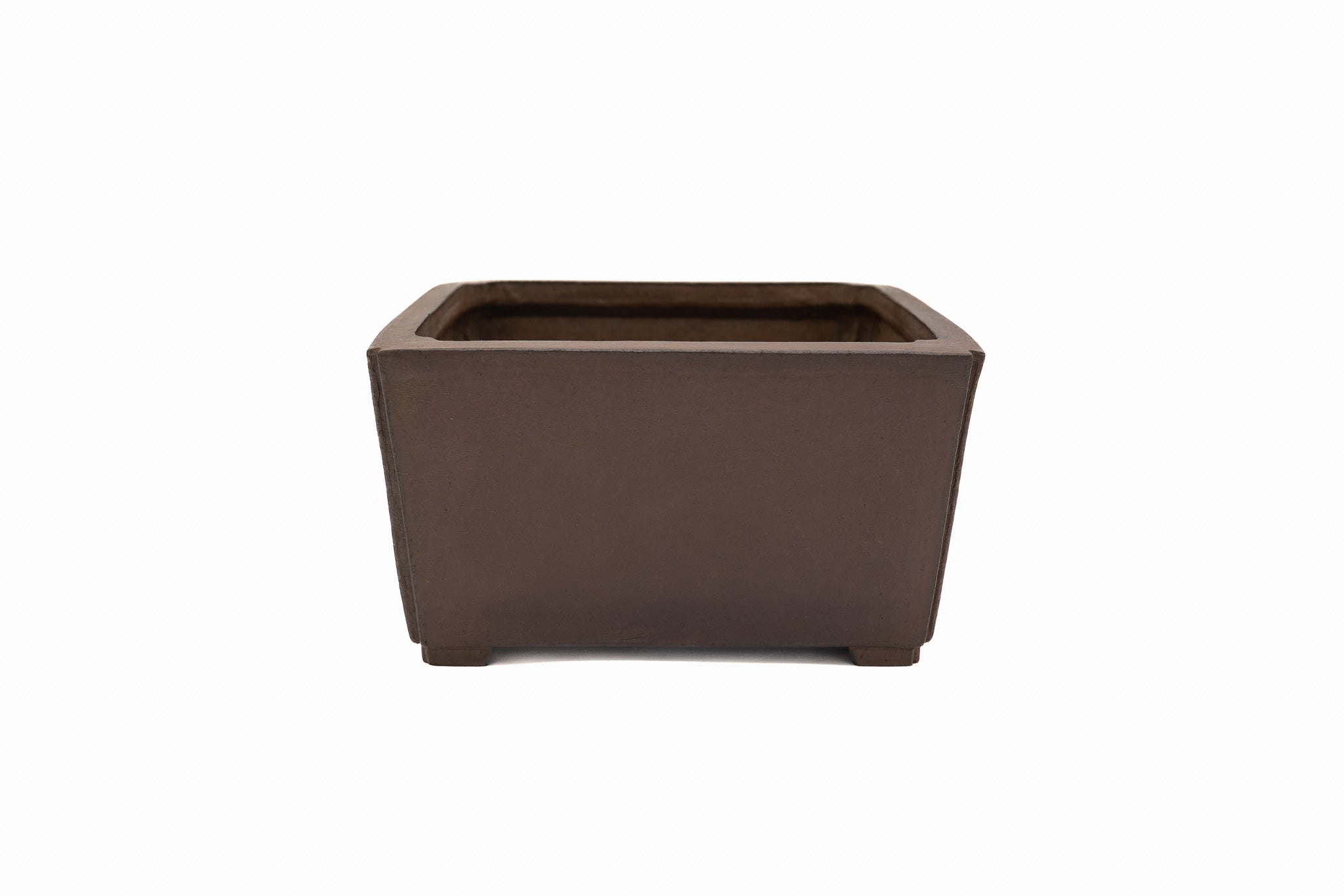 Large Square Unglazed Japanese Bonsai Pot – Suzuki Suzan Kiln, Double Chop Nail Signature, Beveled Corners, Handcarved Smooth Competition Quality