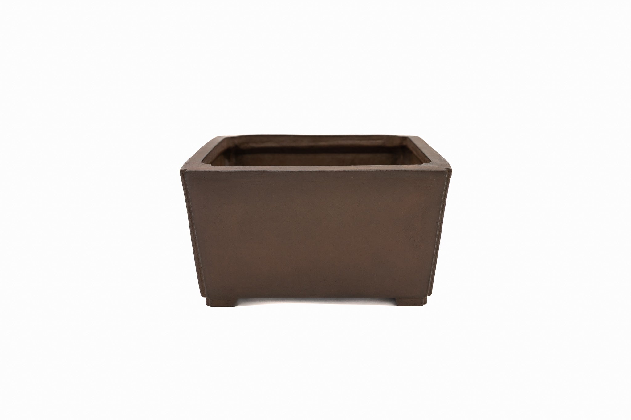 Large Square Unglazed Japanese Bonsai Pot – Suzuki Suzan Kiln, Double Chop Nail Signature, Beveled Corners, Handcarved Smooth Competition Quality