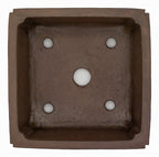 Vintage Unglazed Square Bonsai Pot 9" Handcarved Double Chop