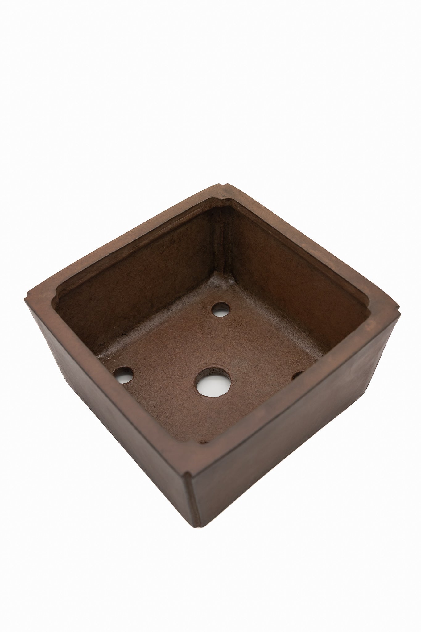Large Square Unglazed Japanese Bonsai Pot – Suzuki Suzan Kiln, Double Chop Nail Signature, Beveled Corners, Handcarved Smooth Competition Quality