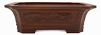 Bigei Handcarved Dragon Rectangle Bonsai Pot 12.5" Unglazed