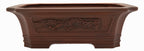 Bigei Handcarved Dragon Rectangle Bonsai Pot 12.5" Unglazed