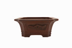 Large Rectangular Unglazed Bigei Japanese Bonsai Pot – Hand Carved Solid Clay, Chop and Nail Signed