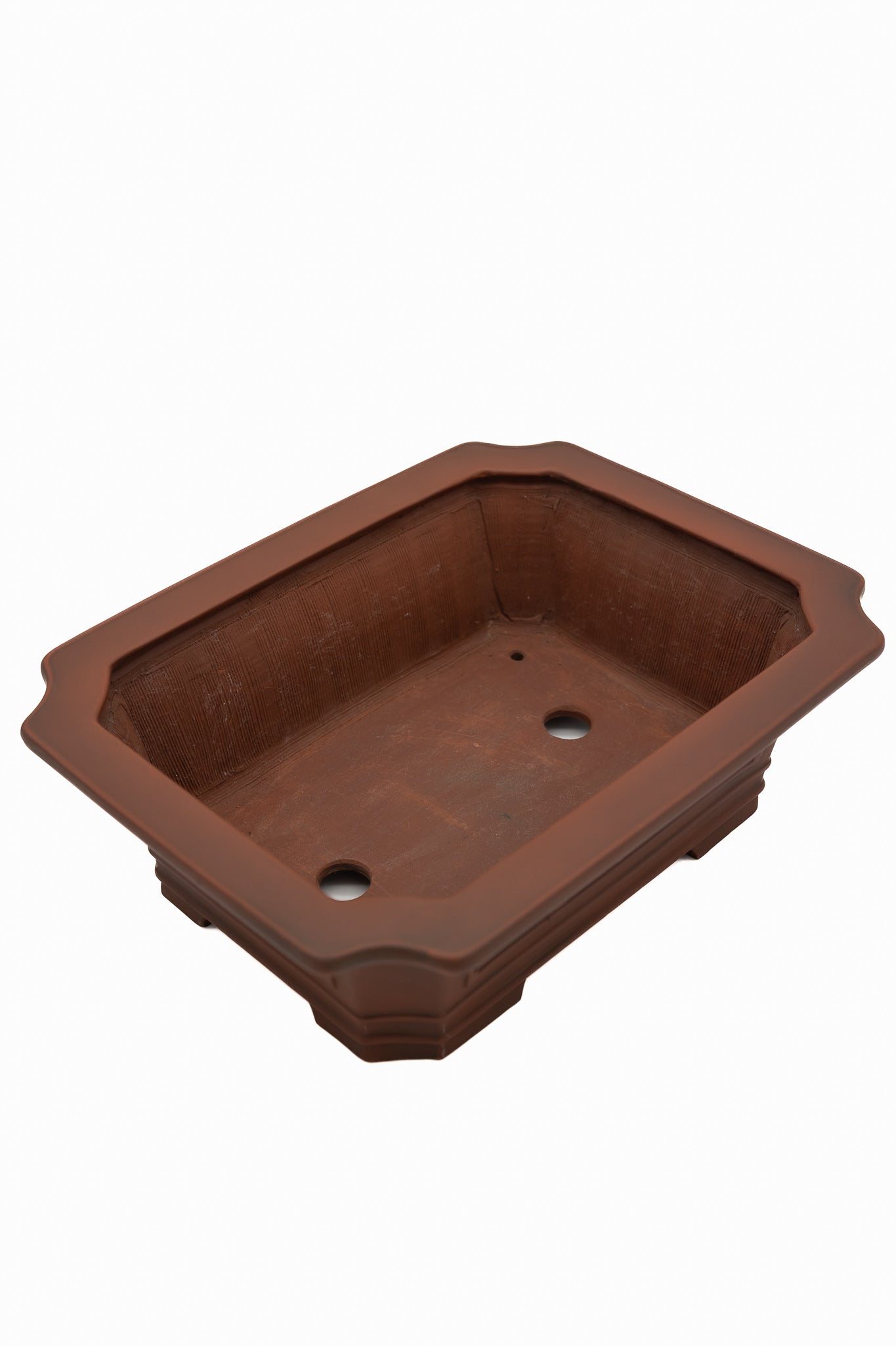Large Rectangular Unglazed Bigei Japanese Bonsai Pot – Hand Carved Solid Clay, Chop and Nail Signed