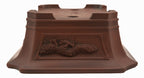 Bigei Handcarved Dragon Rectangle Bonsai Pot 12.5" Unglazed