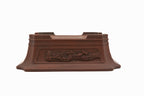 Large Rectangular Unglazed Bigei Japanese Bonsai Pot – Hand Carved Solid Clay, Chop and Nail Signed