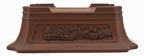Bigei Handcarved Dragon Rectangle Bonsai Pot 12.5" Unglazed