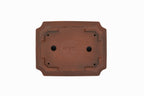 Large Rectangular Unglazed Bigei Japanese Bonsai Pot – Hand Carved Solid Clay, Chop and Nail Signed
