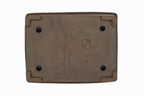 Large Rectangular Unglazed Japanese Bonsai Pot – Suzuki Suzan Kiln, Hand Carved Extended Rim, Special Commission Signature, Bottom Border