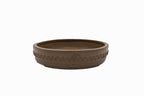 Large Drum Unglazed Japanese Bonsai Pot – Suzuki Suzan Kiln, Chop Mark, Nail Head, Incised Corner, Flat Rim, Hand Placed Rivets