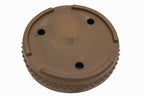 Large Drum Unglazed Japanese Bonsai Pot – Suzuki Suzan Kiln, Chop Mark, Nail Head, Incised Corner, Flat Rim, Hand Placed Rivets